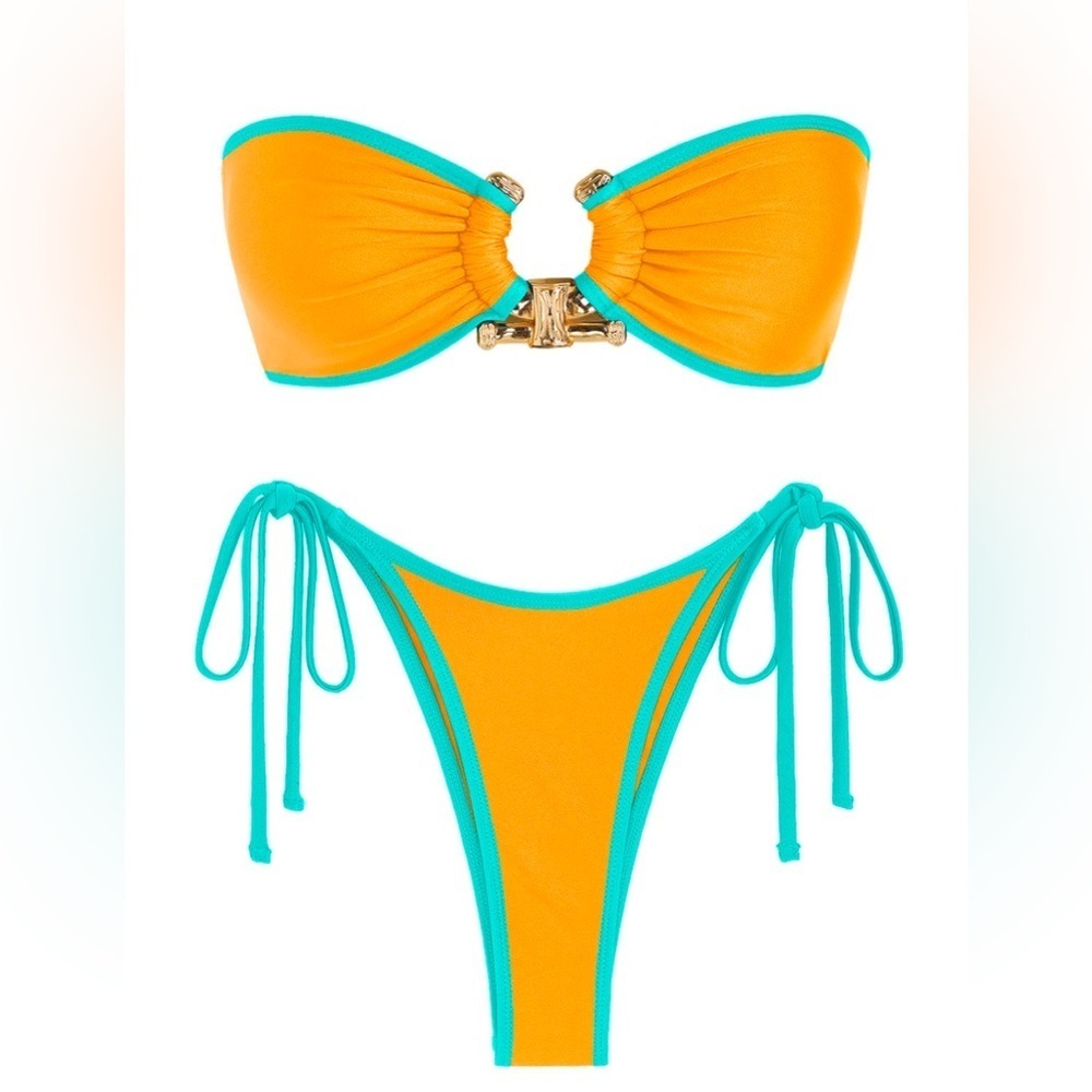 Orange and Teal Bikini Set